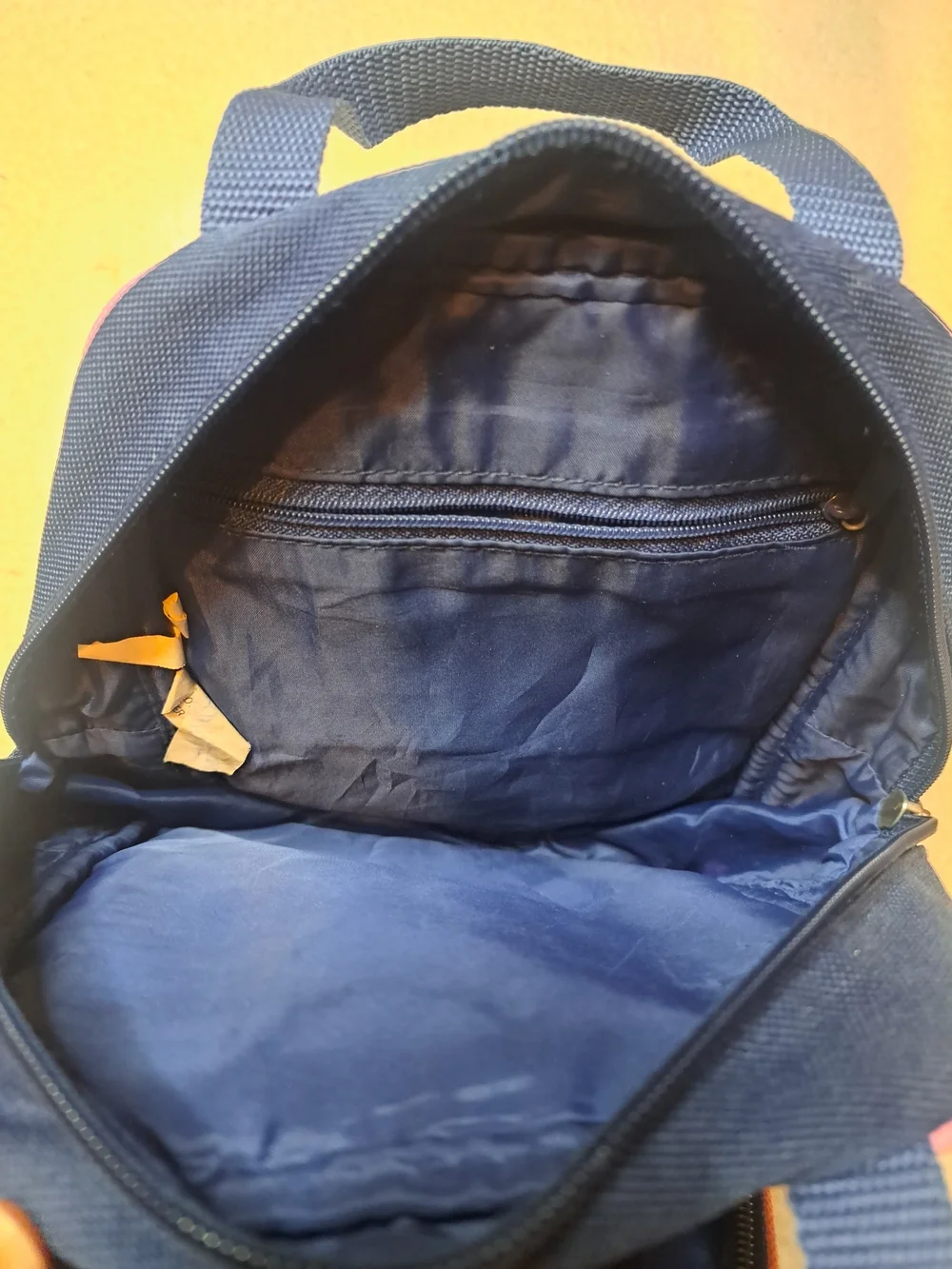 Vintage Jordache Kids Navy Mini Backpack with Pink Trim and Strawberry Patch